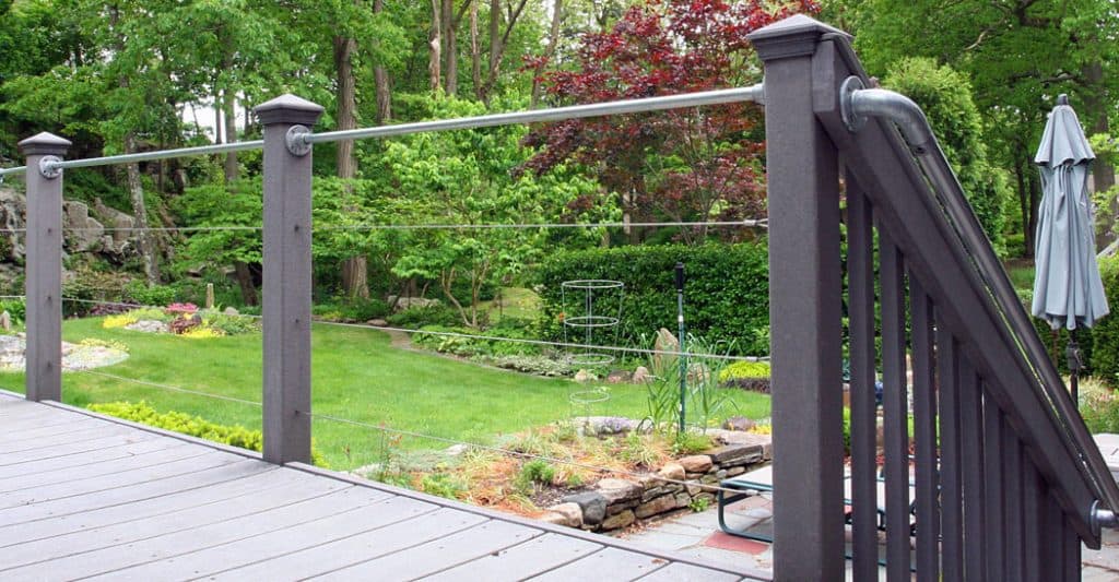 Garden decking with railings