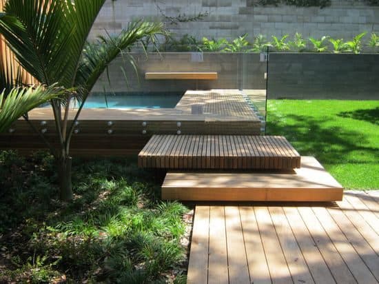 Garden decking with matching floating stairs