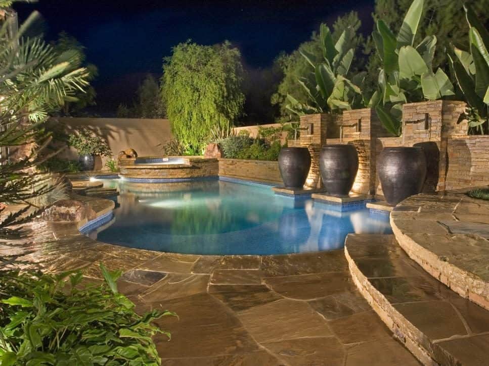 Natural stone pool decking