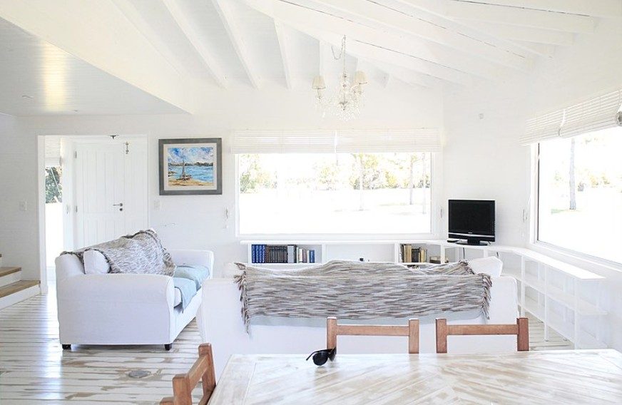 Full white with a hint of blue coastal-inspired interior