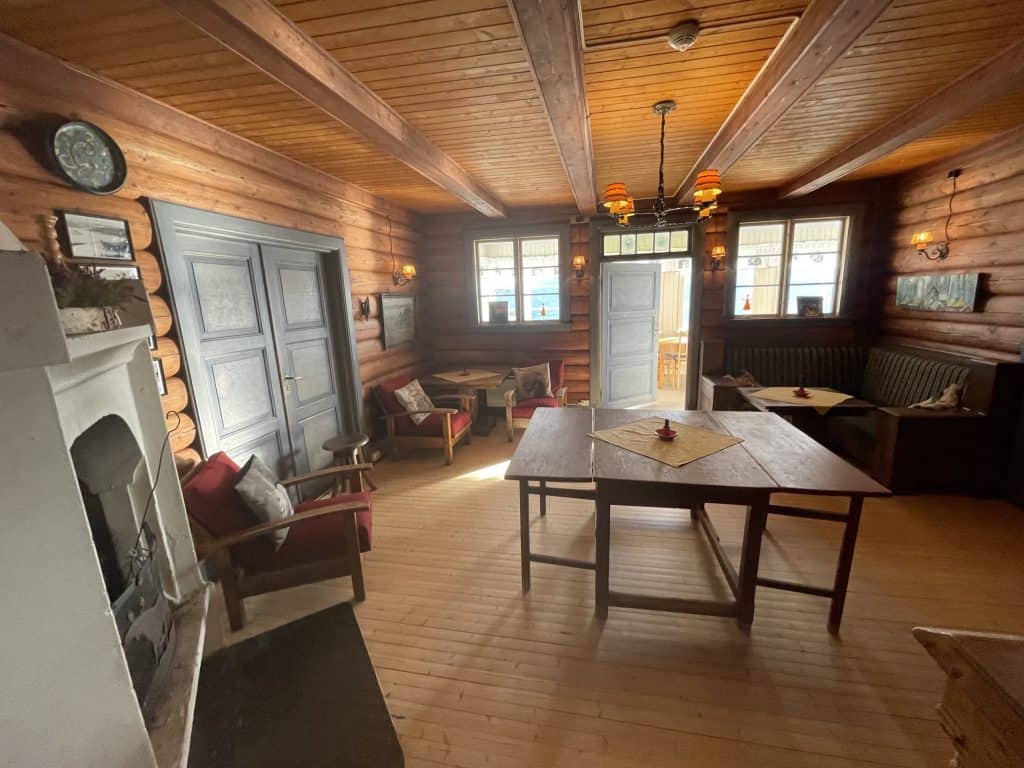 Log cabin retreat, the living room area