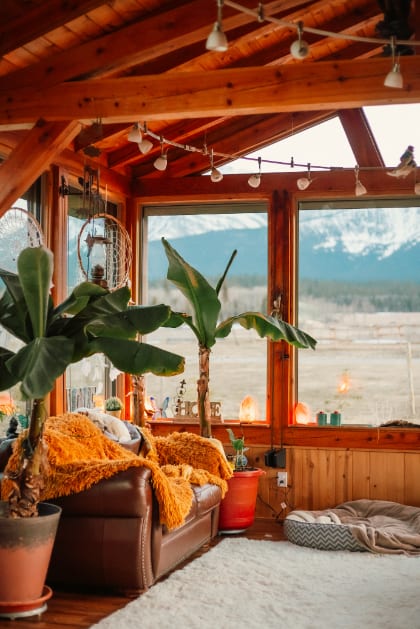 Interior of a wooden house