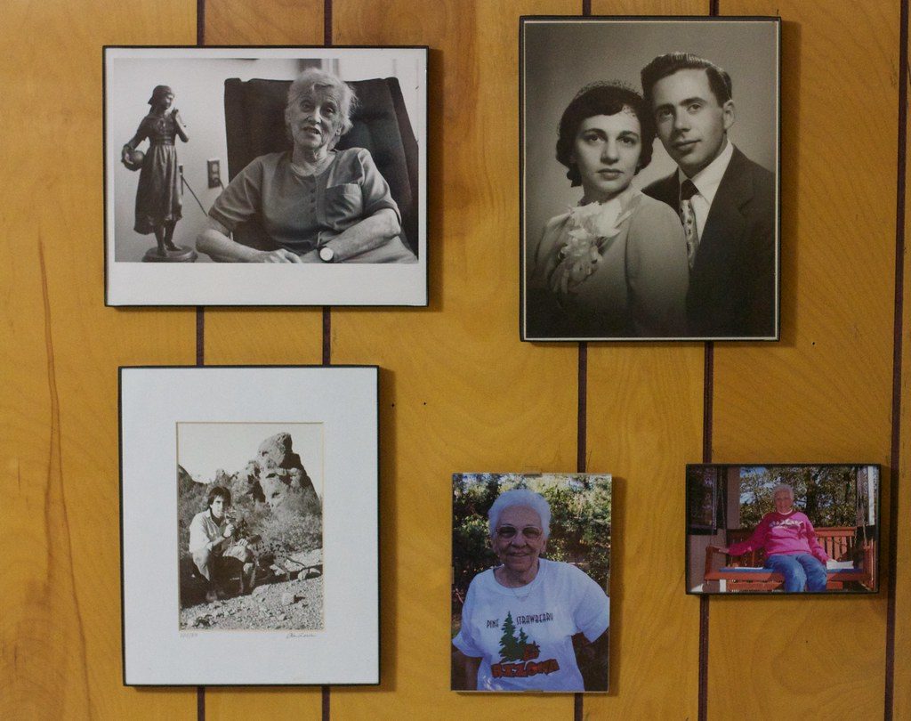 A family photo wall