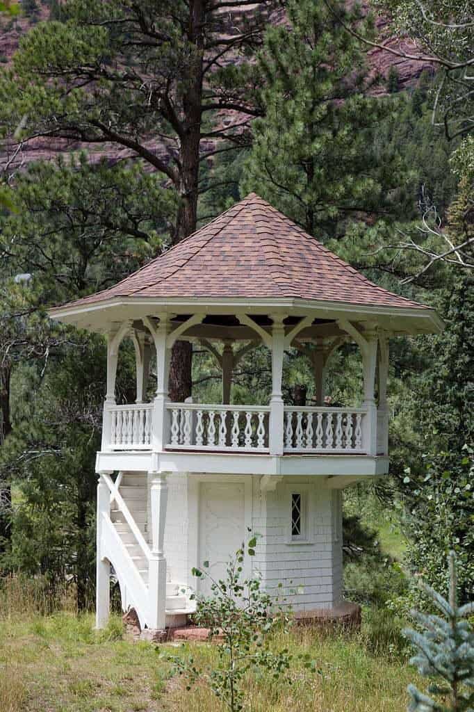 Two-storey white gazebo playhouse