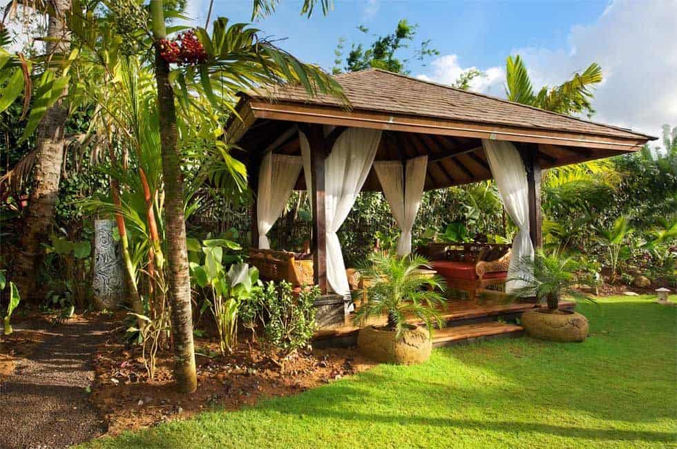 Tropical gazebo garden hideaway