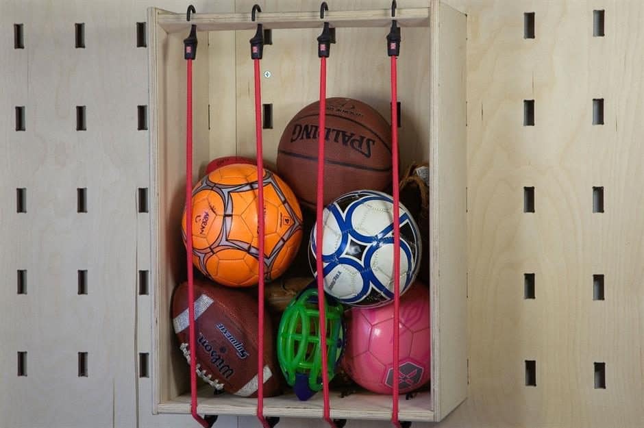 DIY garage ball holder