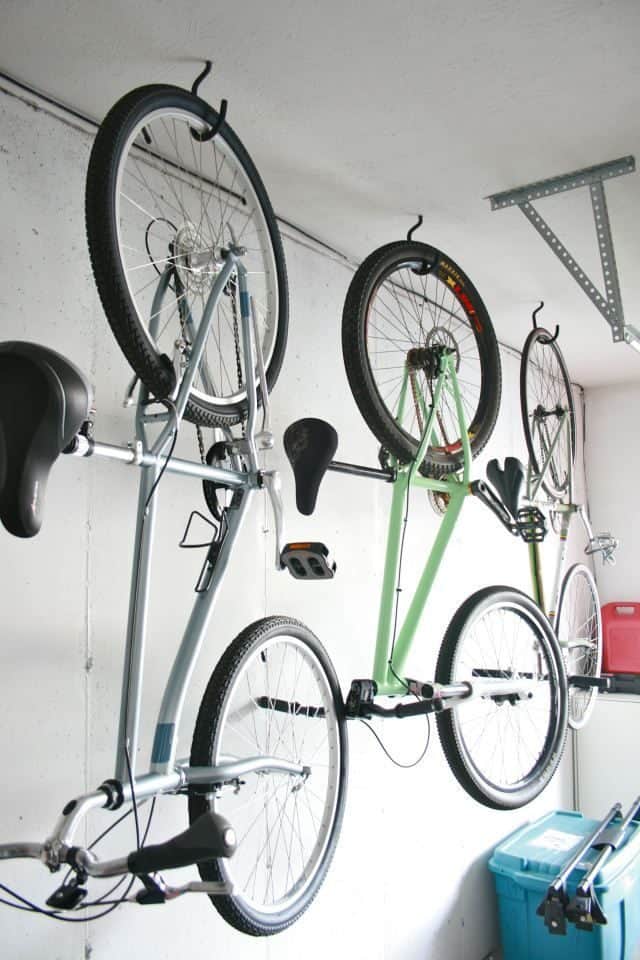 DIY hooks on ceiling for bikes