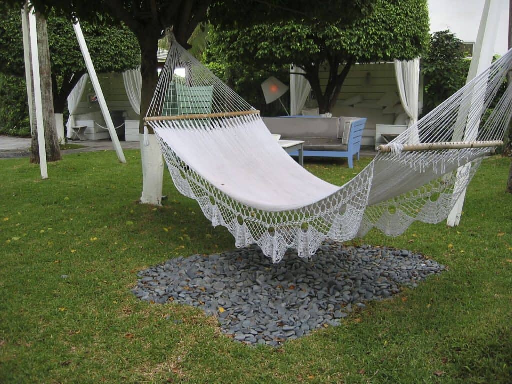 White hammock in the garden