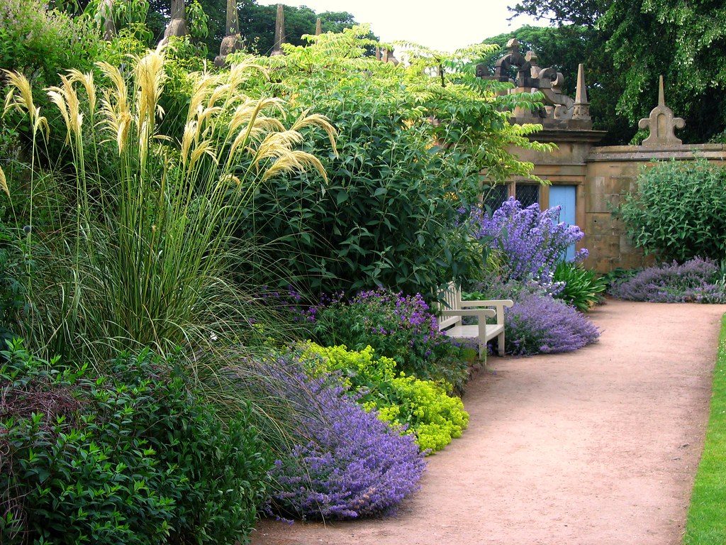 A summer garden scene from Hardwick Hall in Derbyshire