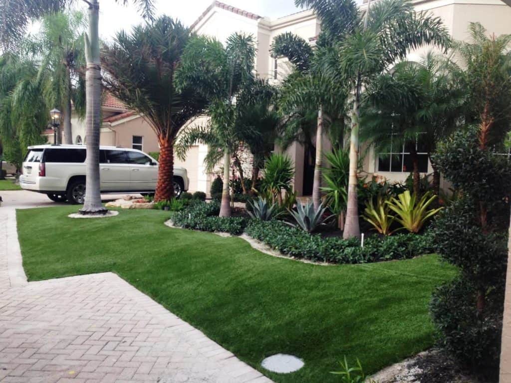 Front yard artificial grass landscapeing