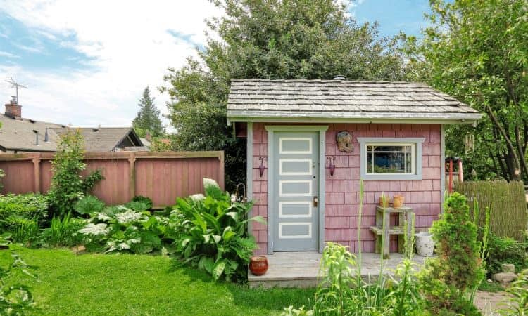 Pink shed exterior wall paint