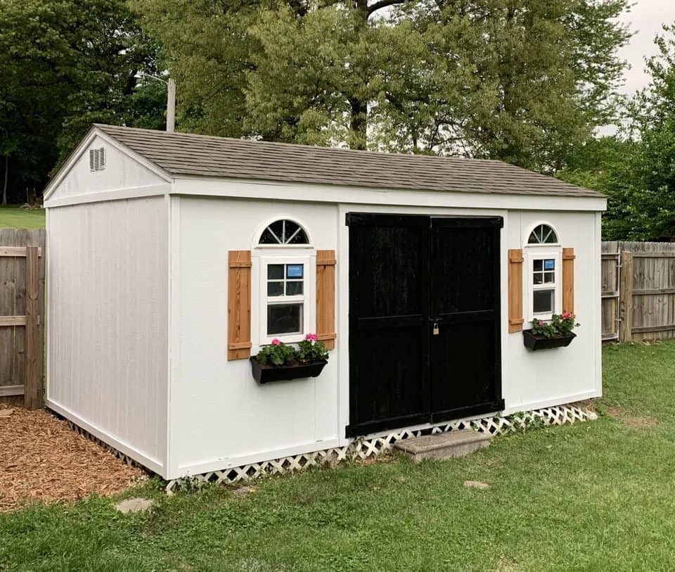 Black and White shed exterior wall paint