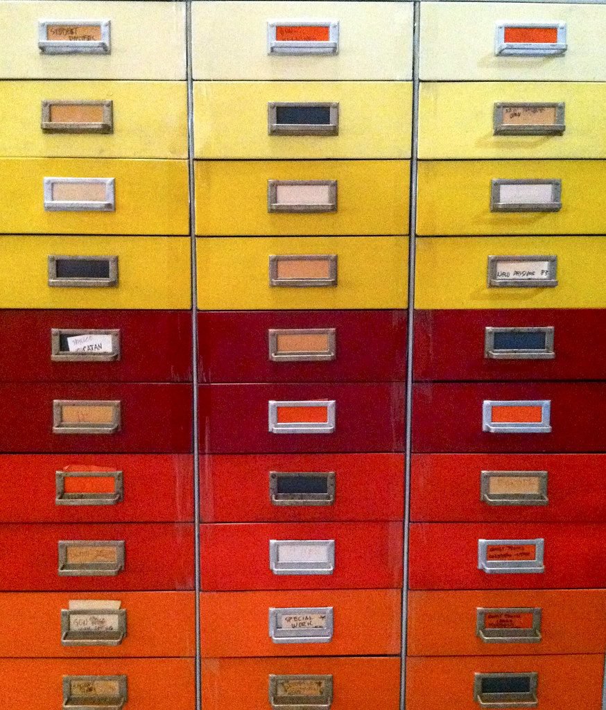 Colourful filing cabinets