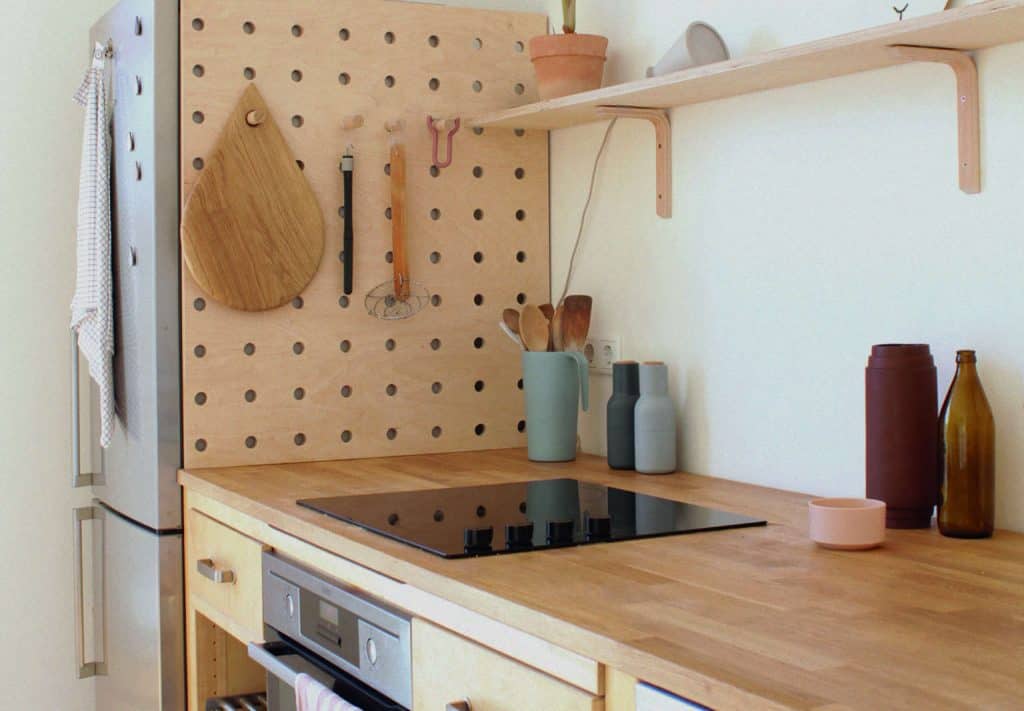 Pegboard for kitchen use