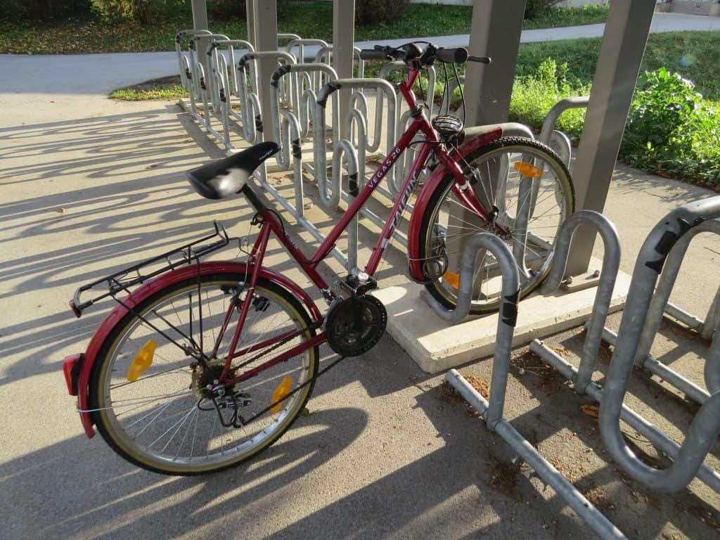 Bike parked on a floor stand