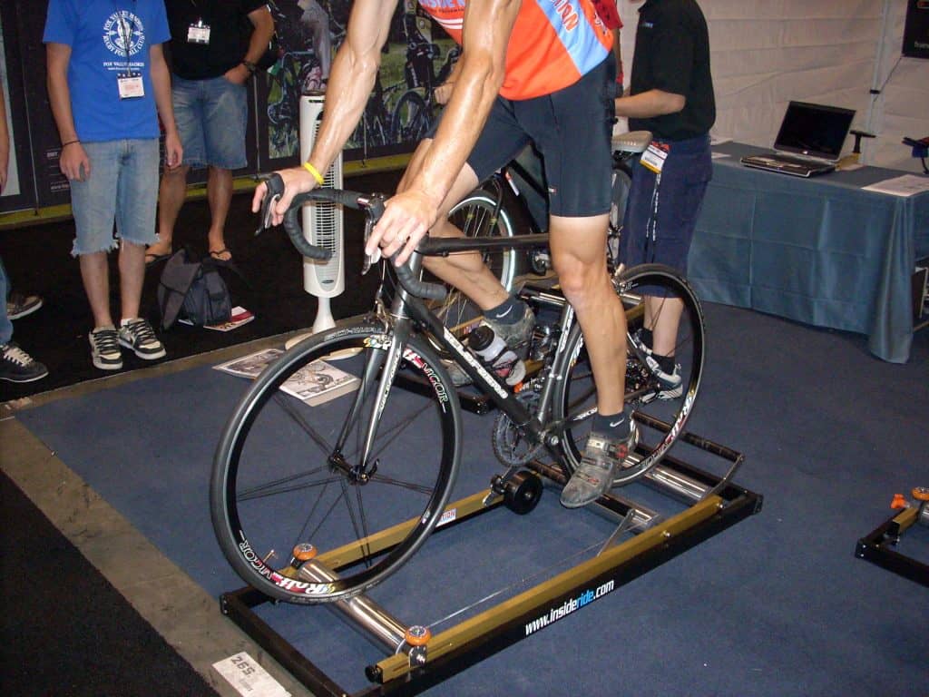 Indoor bike trainer makeshift