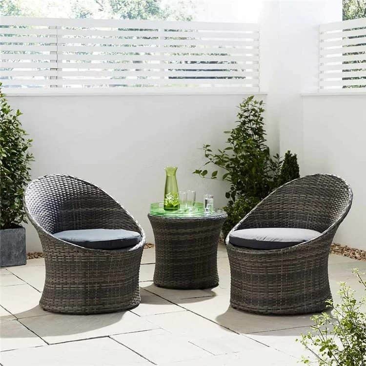 3 Piece Rattan Bistro Garden Egg Set