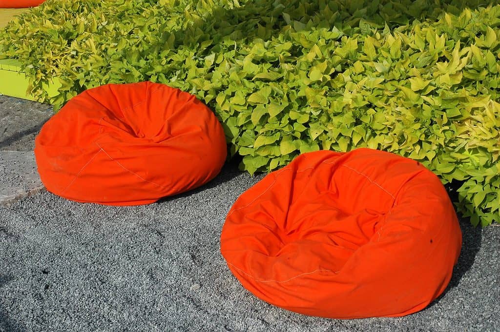 Orange outdoor bean bags