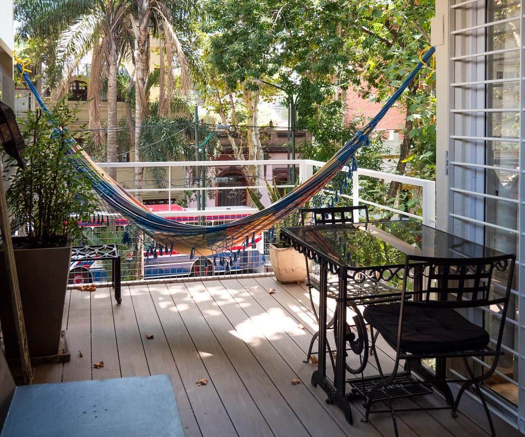 Hammock on patio deck