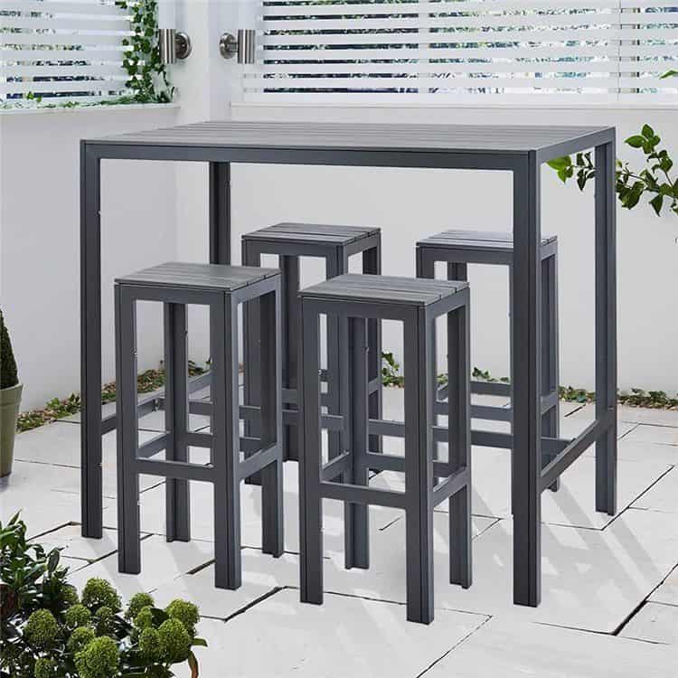 High Bar Table in Grey with stools