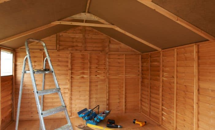 shed interior with tools