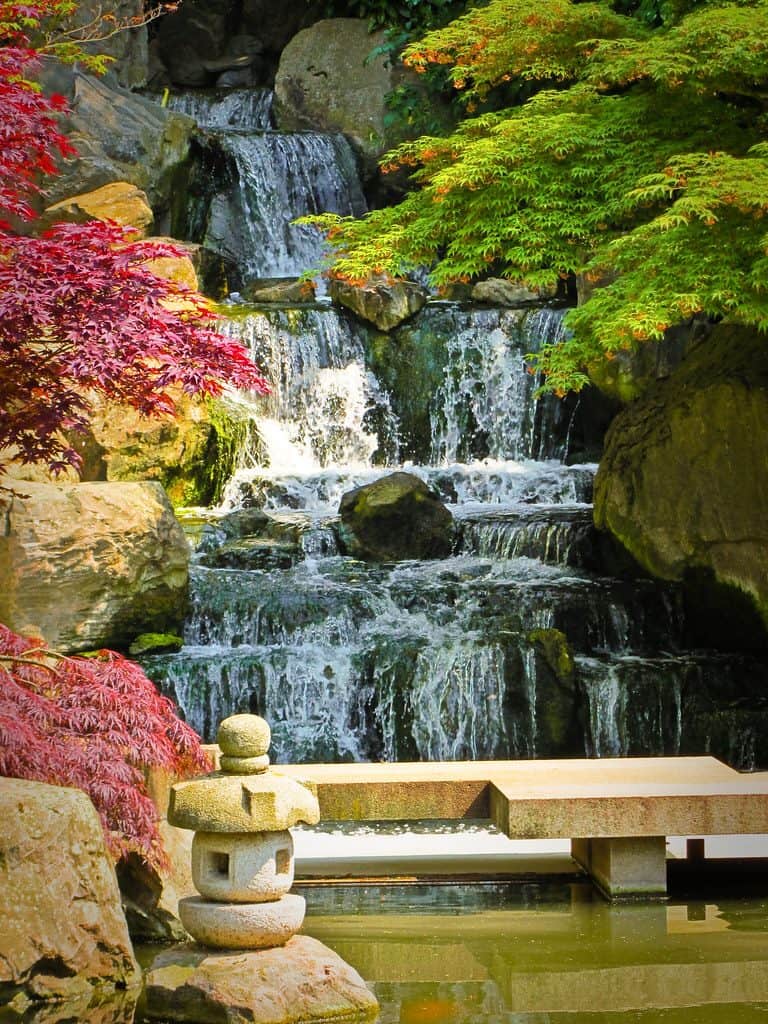 Tiered rock garden waterfall