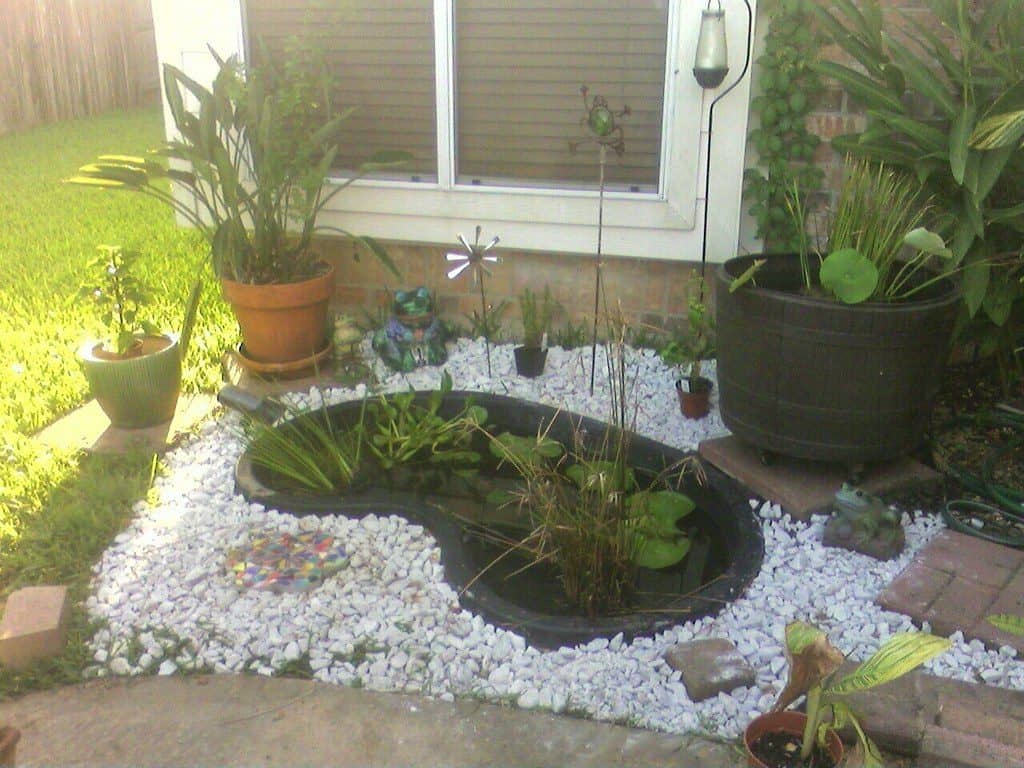 Corner garden mini pond