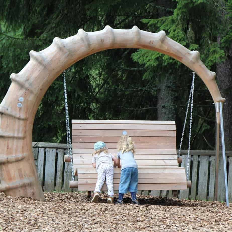 Custom made garden archway with built-in swing bench