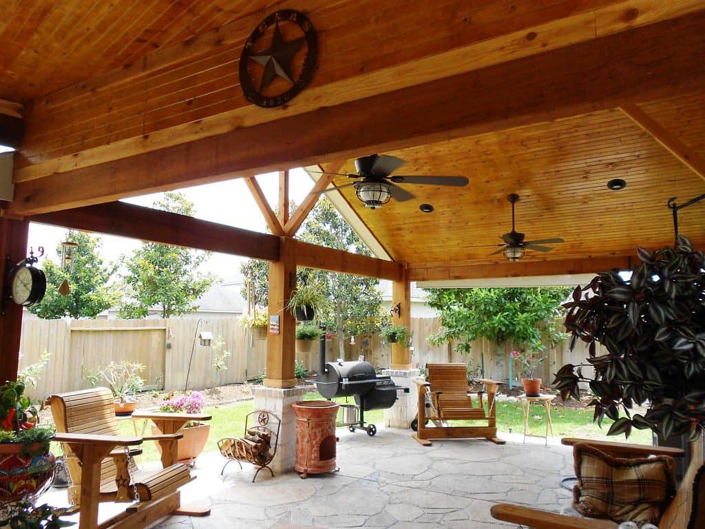 Pitched roof patio area