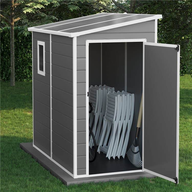 BillyOh Newport 6ftx4ft Lean To Plastic Shed Light Grey With Floor