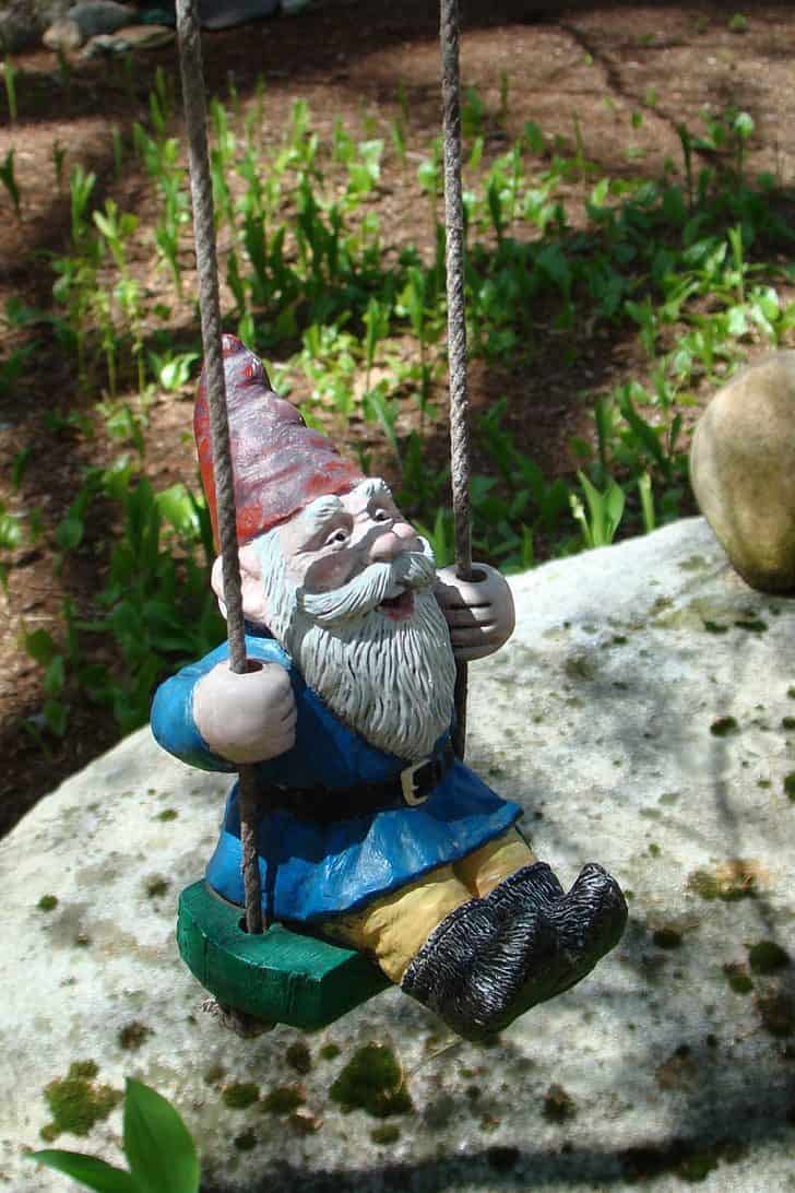 Gnome on a swing