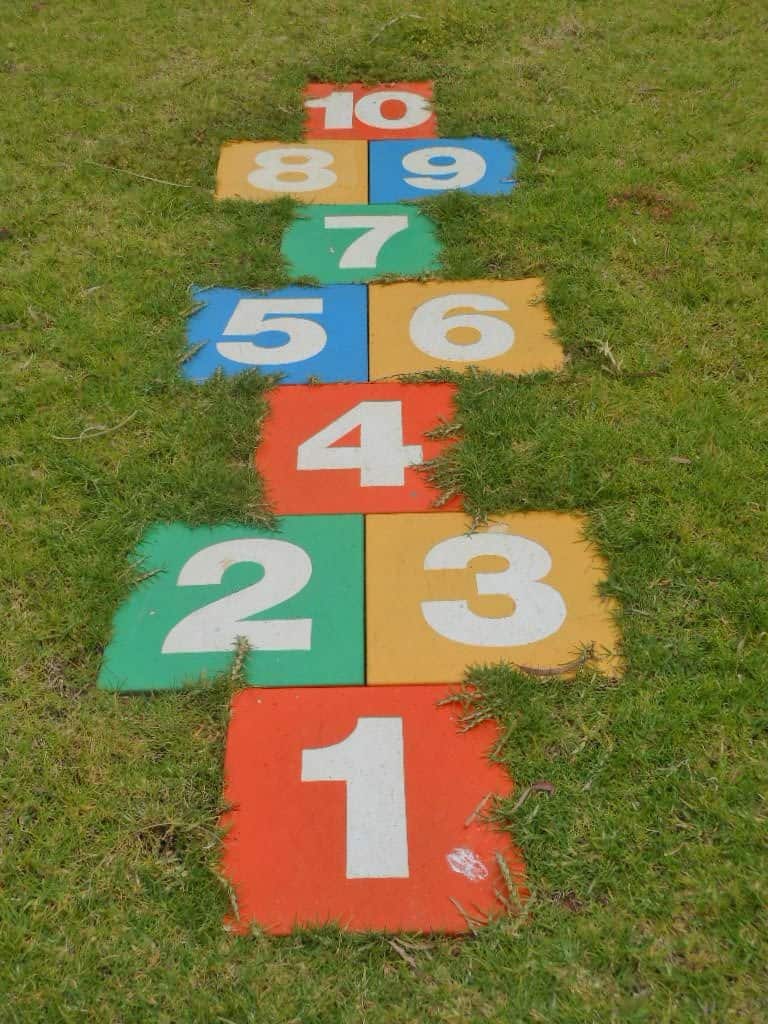 Hopscotch stepping stones with numbers