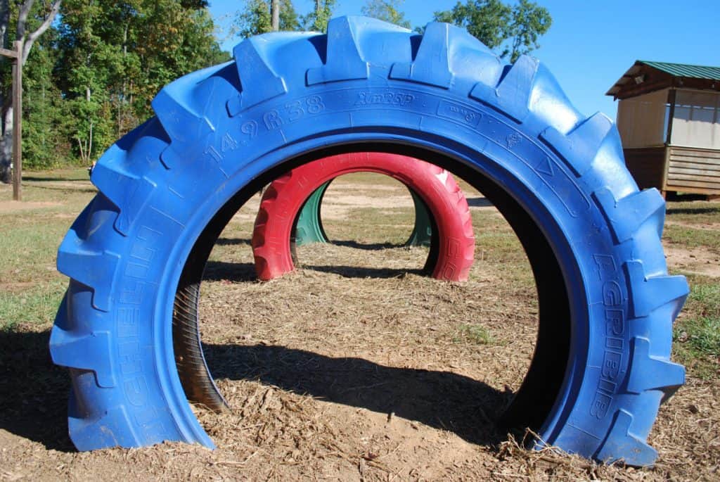 Garden tyre agility course