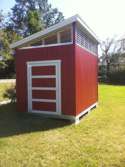 Red lean-to shed