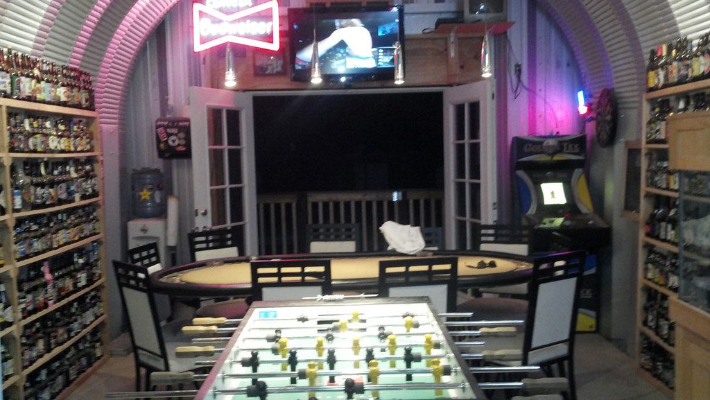 Inside a man cave pub area