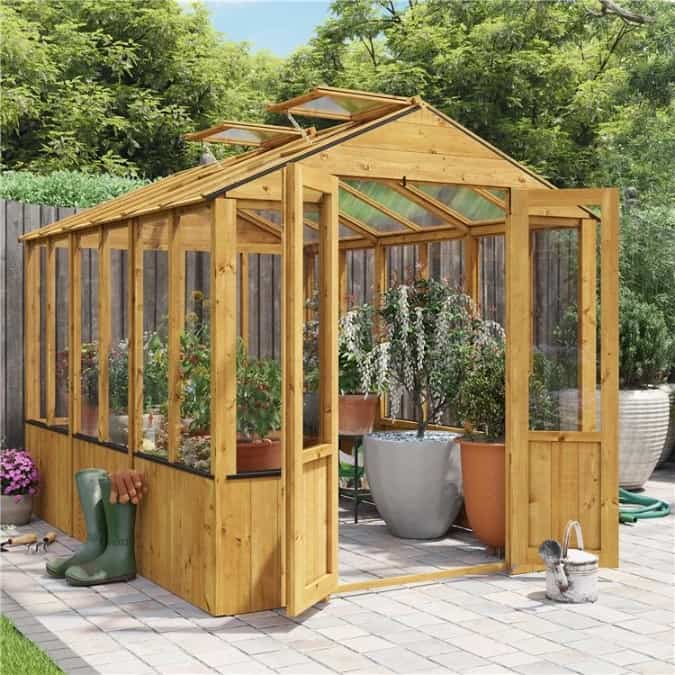 BillyOh 4000 Lincoln Wooden Clear Wall Greenhouse with Roof Vent