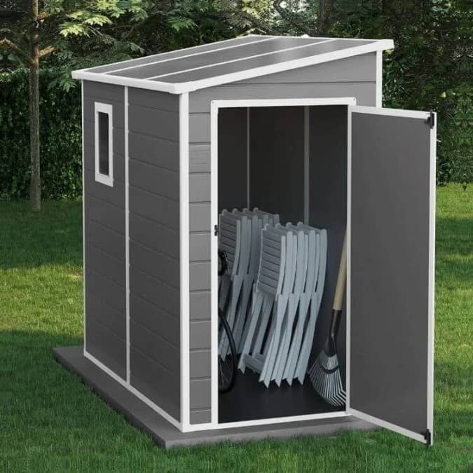 BillyOh Newport 6ftx4ft Lean To Plastic Shed Light Grey With Floor