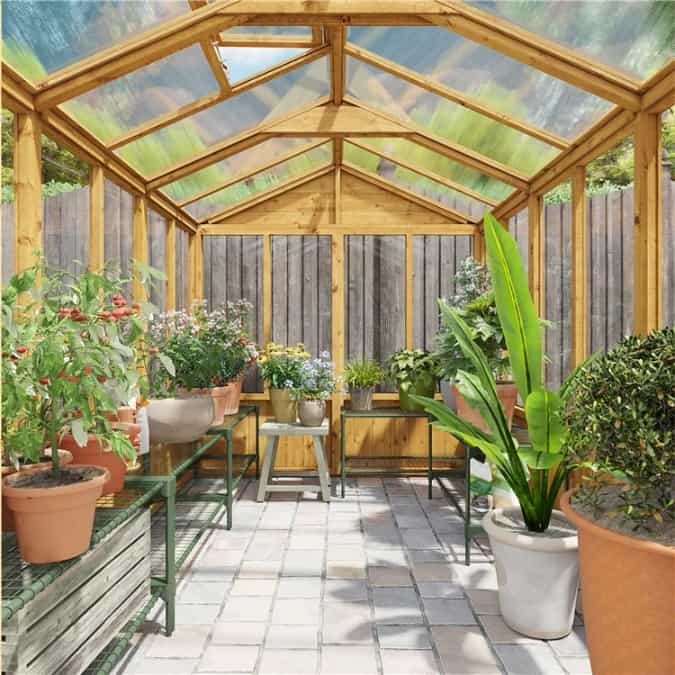 BillyOh 4000 Lincoln Wooden Clear Wall Greenhouse with Roof Vent