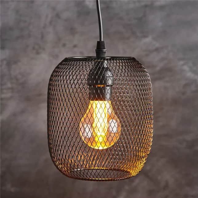 22cm Black Metal Lantern with Edison Bulb