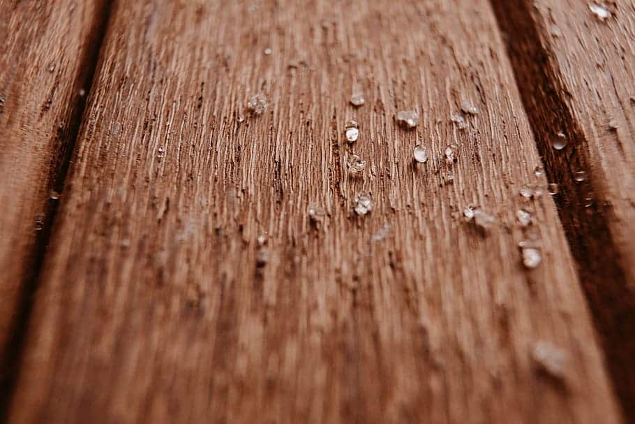 Moisture on a wooden surface