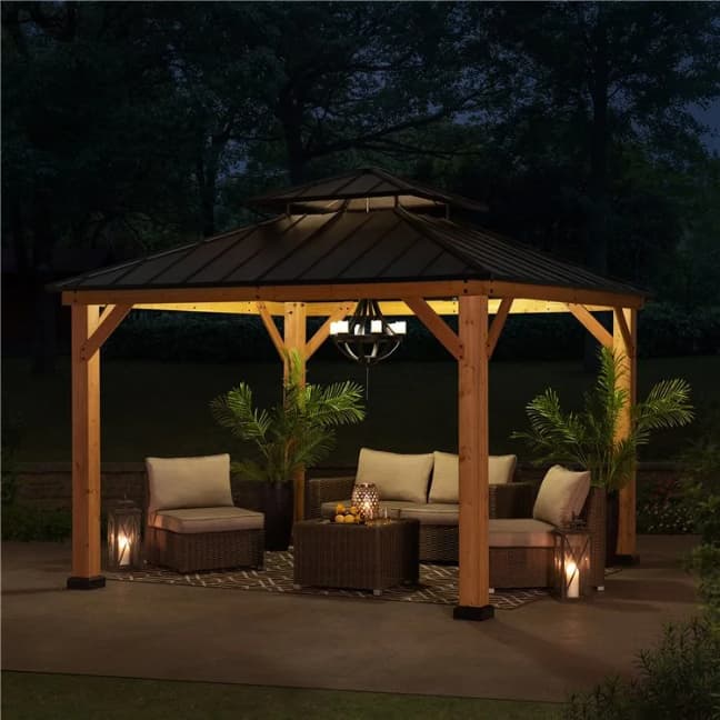 Sunjoy Paps 3.5x3.5m Cedar Framed Gazebo with Steel Hardtop