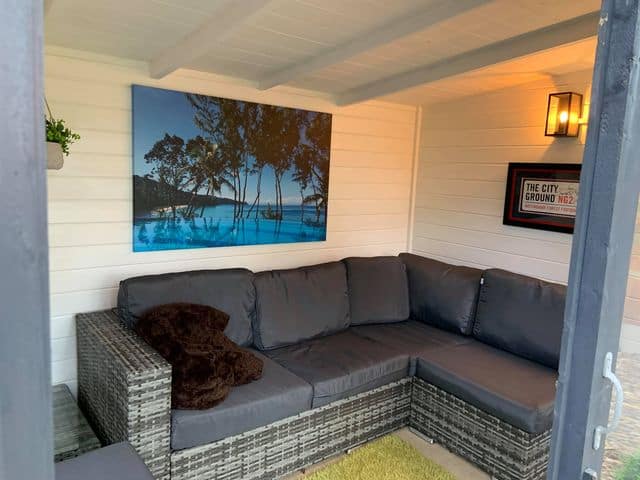 (Customer’s Image, featuring BillyOh Tianna Log Cabin Summerhouse with Side Store)