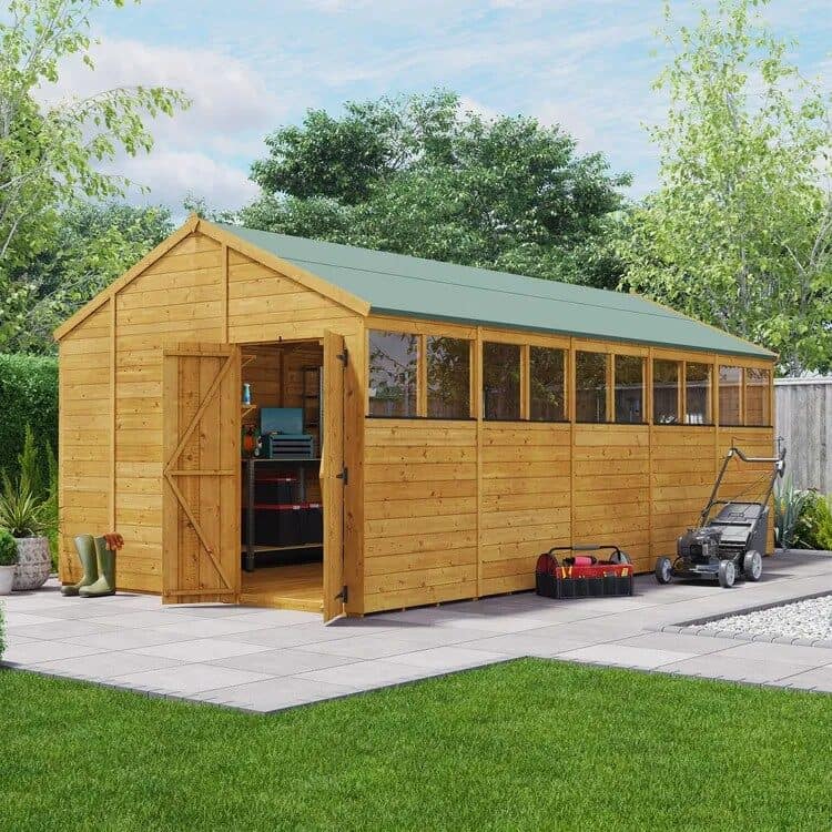 Large wooden workshop in a garden