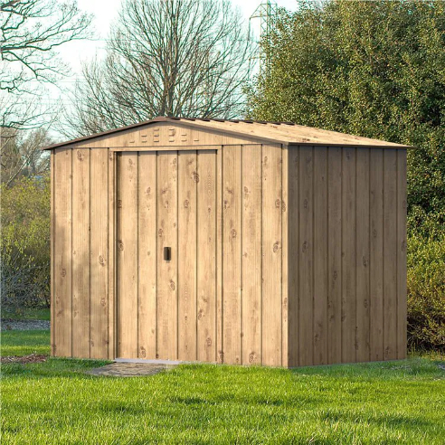 BillyOh Top Woodgrain Apex Metal Shed