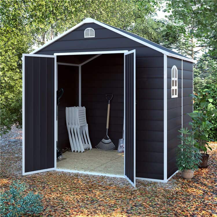 BillyOh Ashford Apex Plastic Garden Storage Shed Including Foundation Kit Grey