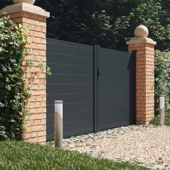 BillyOh Valencia Double Swing Driveway Aluminium Gates with Horizontal Solid Infill