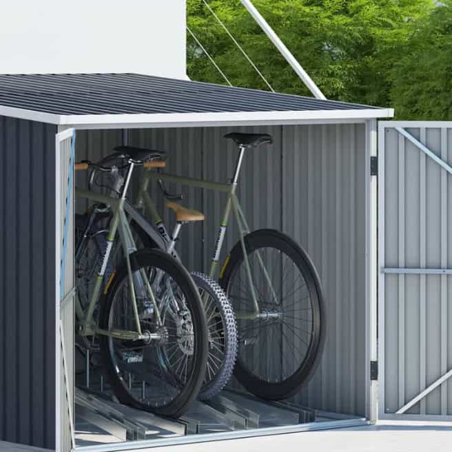 BillyOh Newbury 6'x7' Metal Bike Store Grey