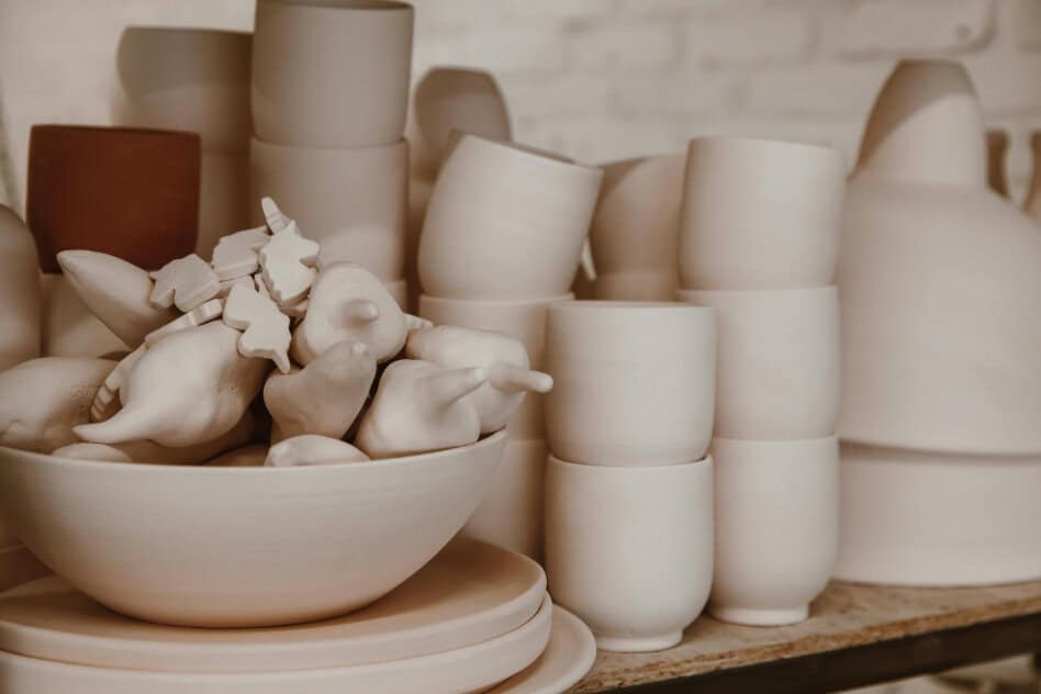 Raw clay pottery.