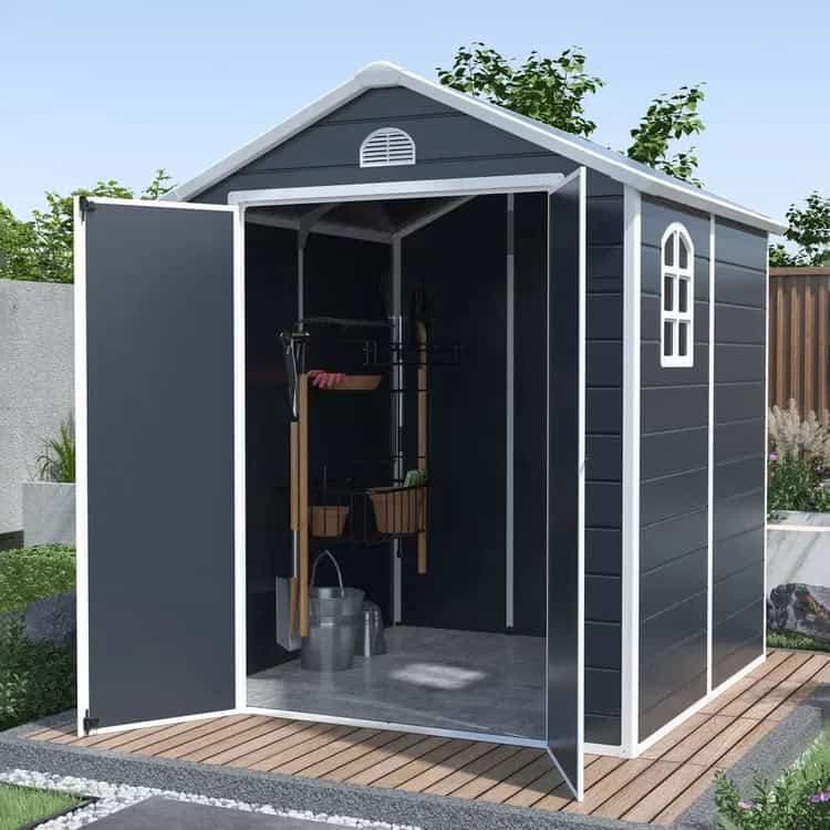 BillyOh Ashford Apex Plastic Garden Storage Shed Including Foundation Kit Grey
