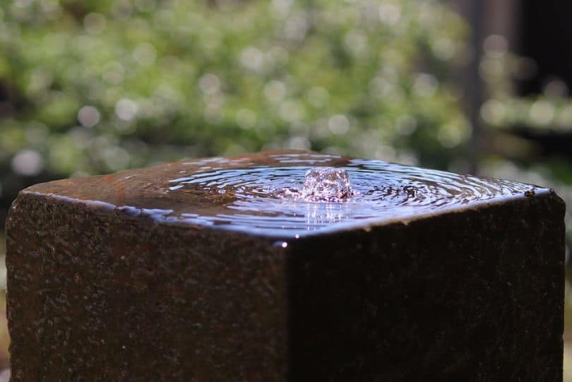 square water fountain with rippled water